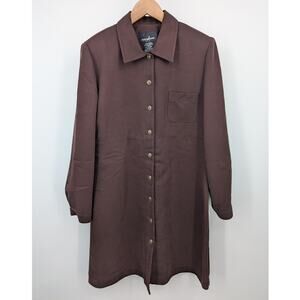 VTG Positive Attitude Brown Button Front Long Sleeve Coat Women’s Size 12 Petite
